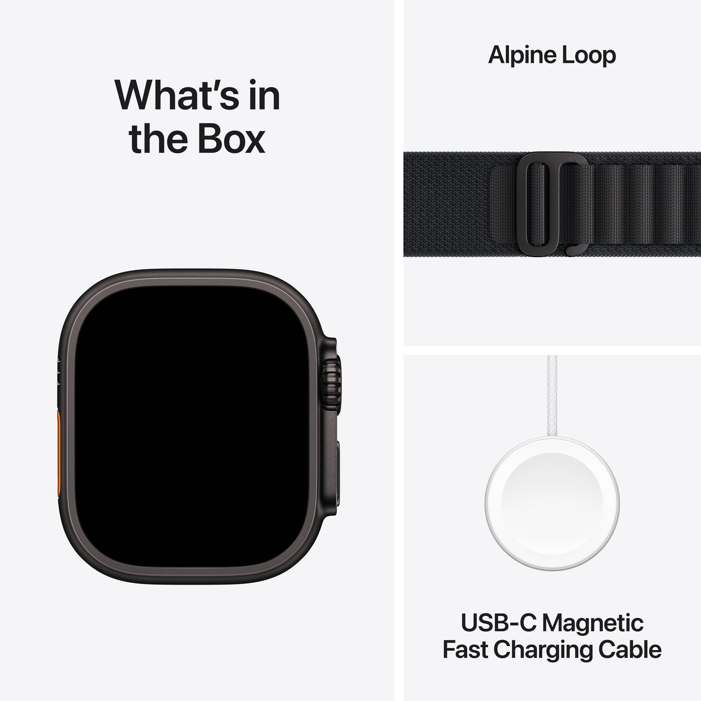Apple • Apple Watch Ultra 3 • Titane noir • Bracelet Alpine Loop noir (S)