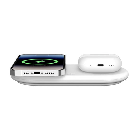 Belkin BoostCharge Pro 2 in 1 Qi2 Charging Pad • 15W • Blanc