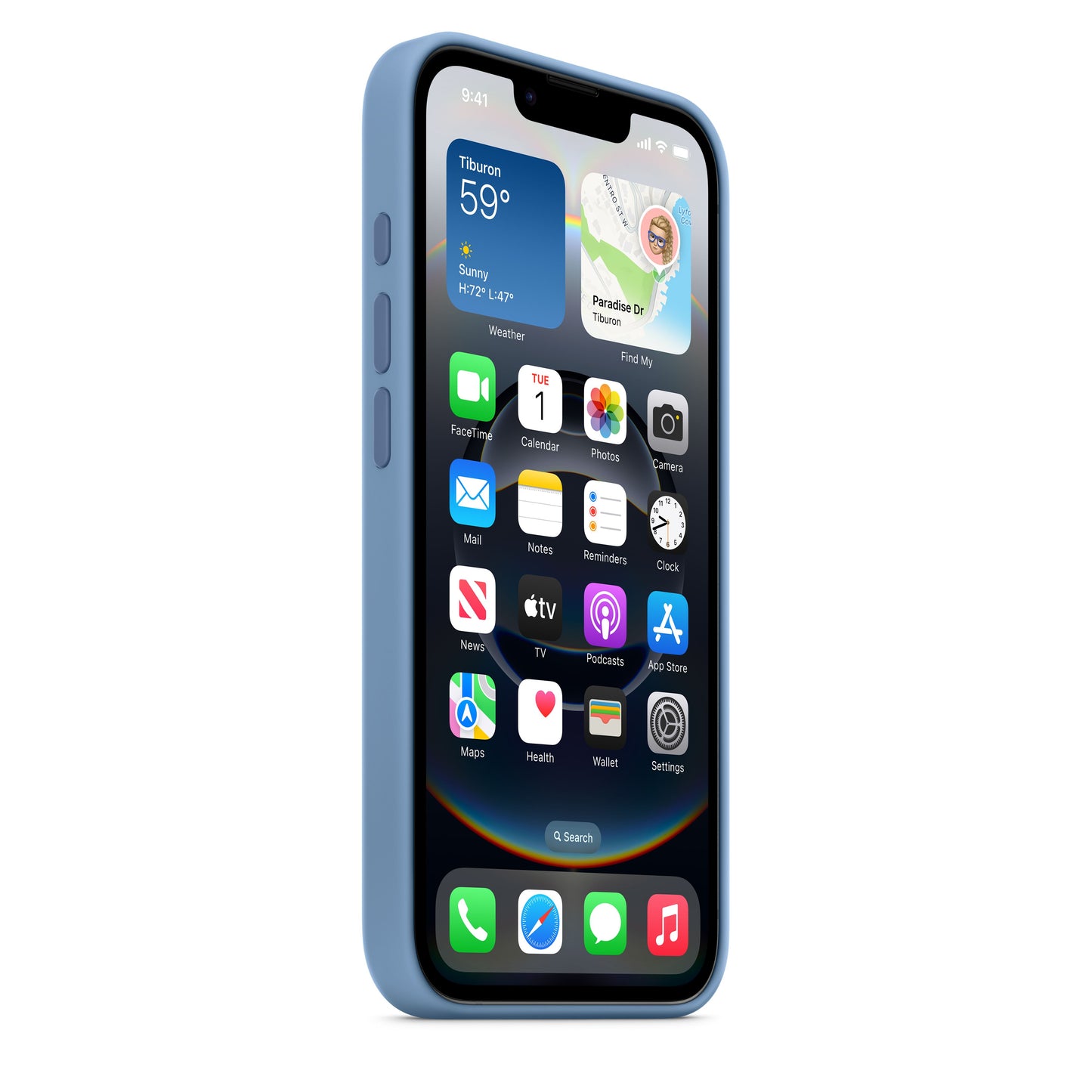 Coque en silicone pour iPhone 16e – Bleu d’hiver