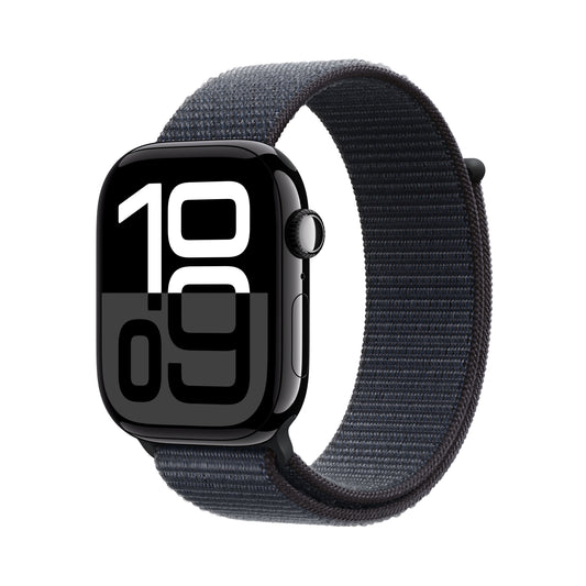 Apple Watch Series 10 • 46mm • Noir de jais • Boucle Encre Violette