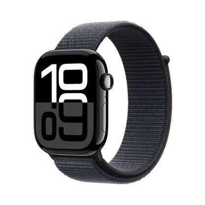 Apple Watch Series 10 • 46mm • Noir de jais • Boucle Encre Violette