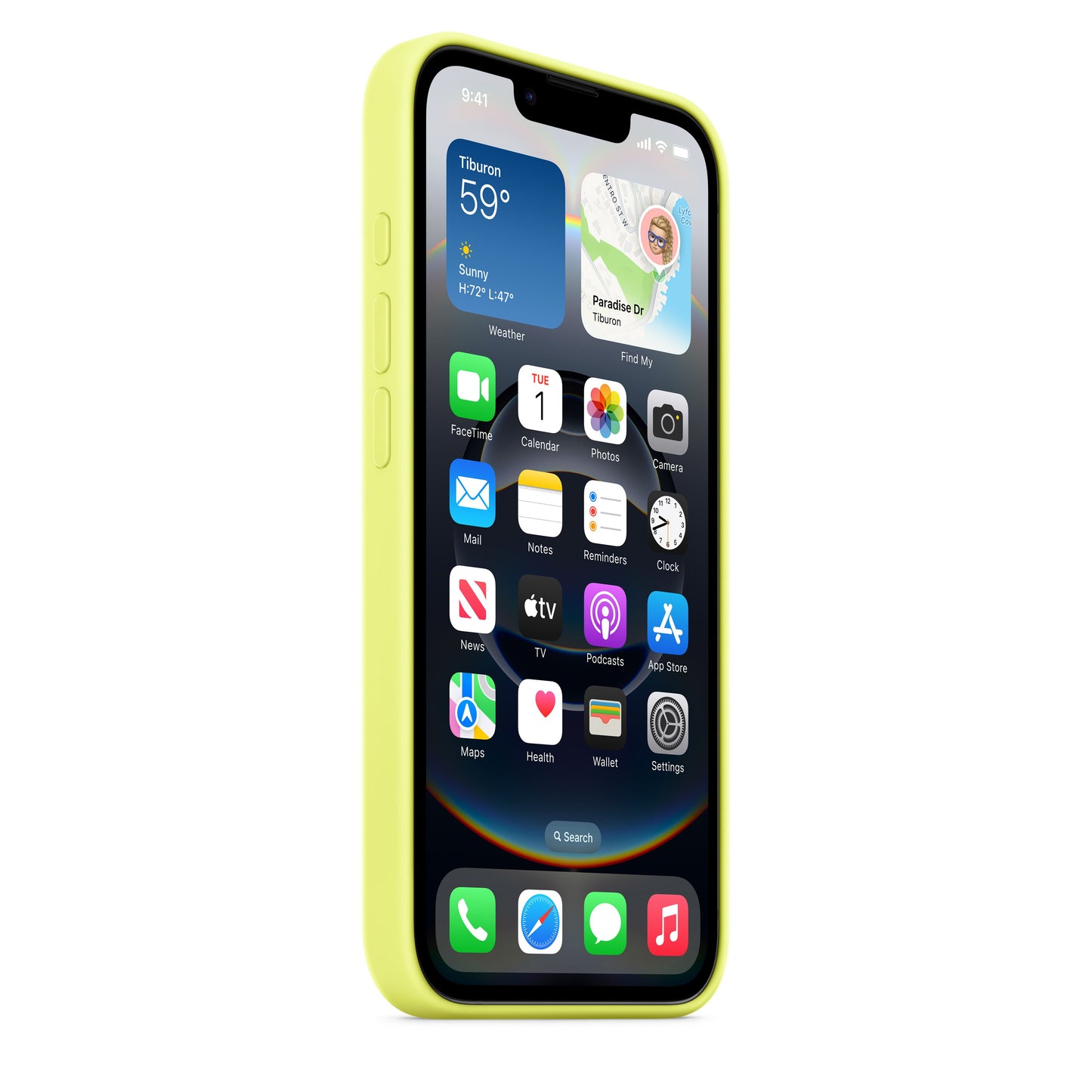 Coque en silicone pour iPhone 16e - Jaune fluo