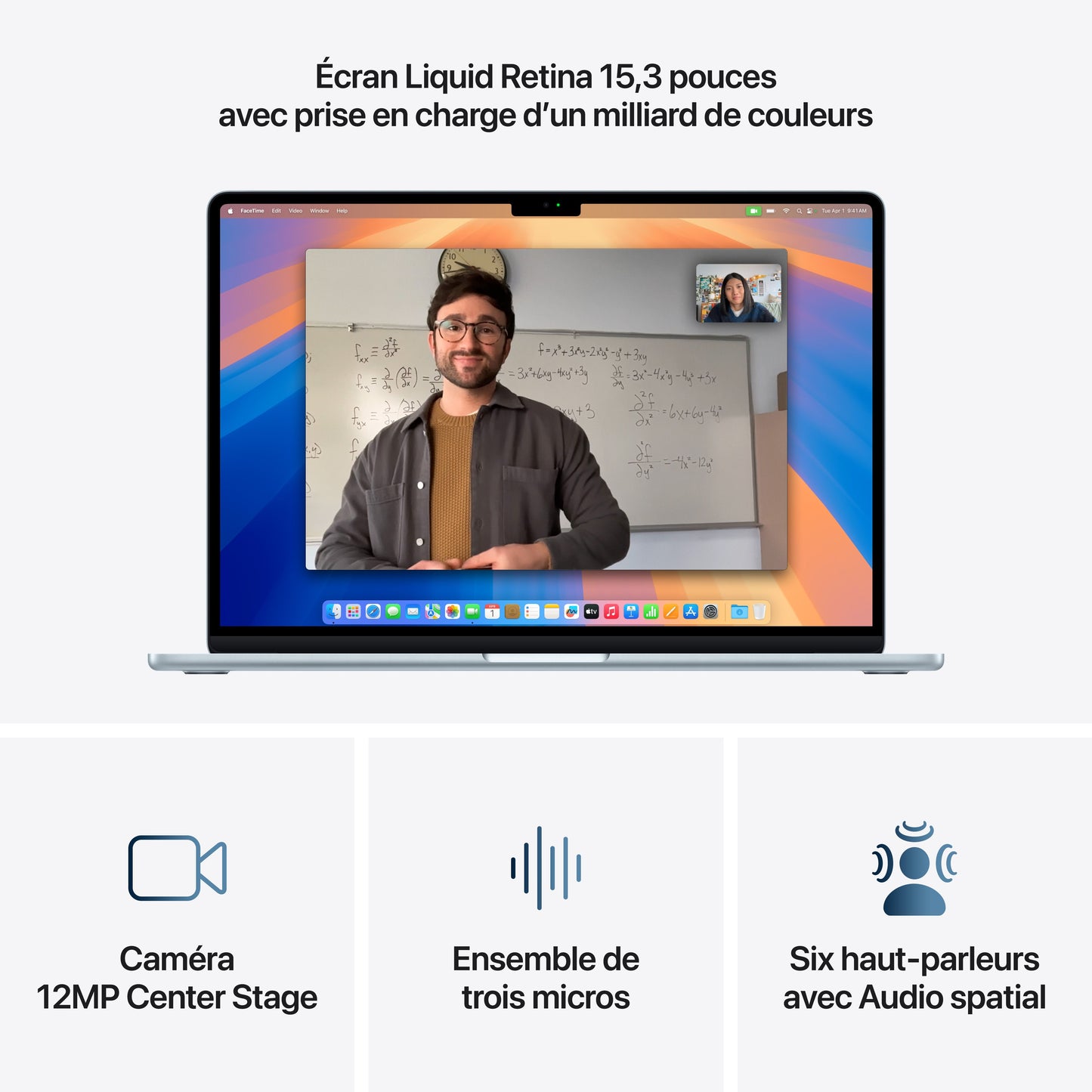 MacBook Air 15 pouces: Puce Apple M4 avec CPU 10 cœurs et GPU 10 cœurs, 256 Go SSD - Ciel