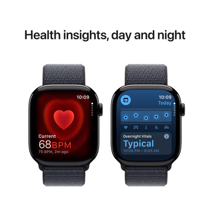 Apple Watch Series 10 • 46mm • Noir de jais • Boucle Encre Violette