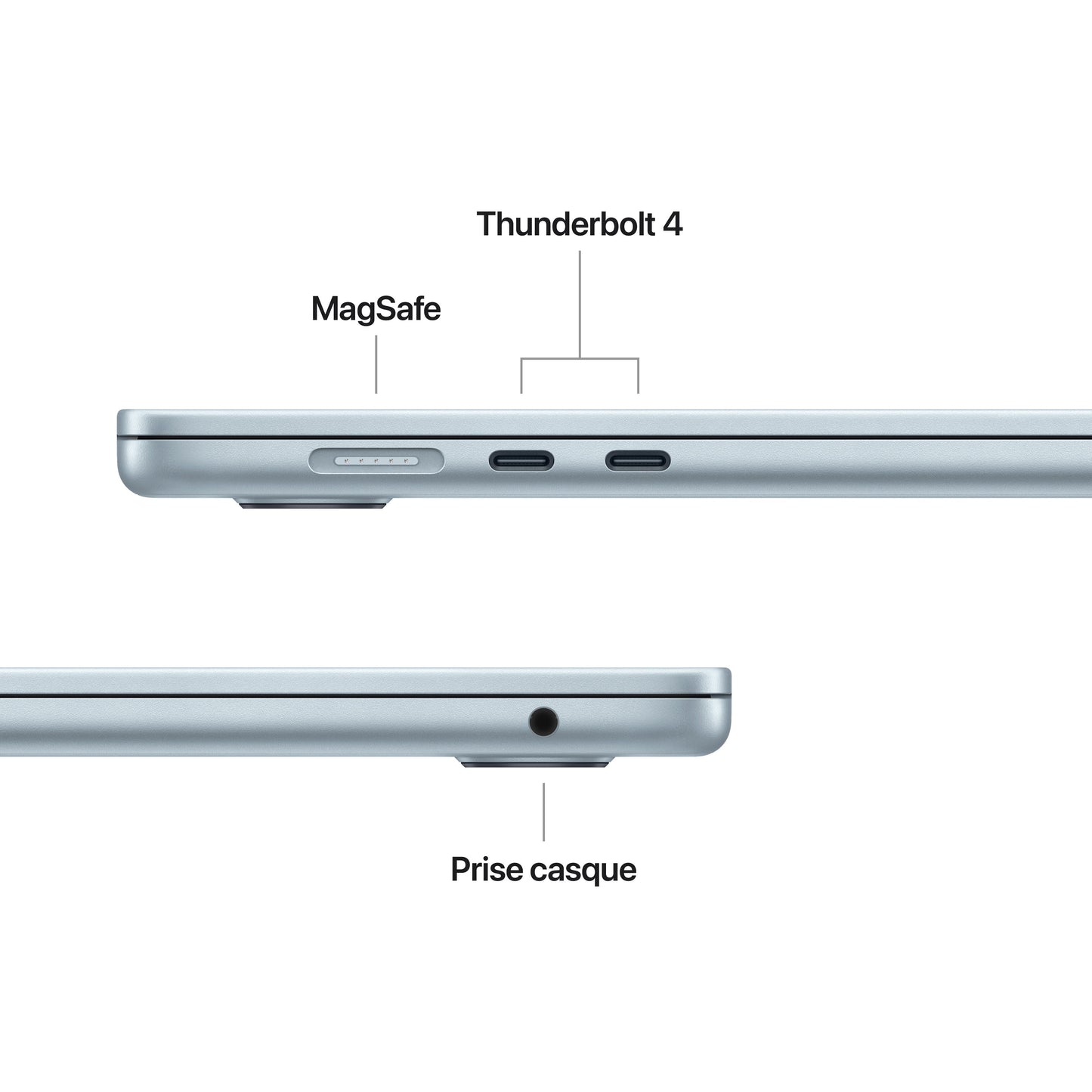 MacBook Air 15 pouces: Puce Apple M4 avec CPU 10 cœurs et GPU 10 cœurs, 256 Go SSD - Ciel