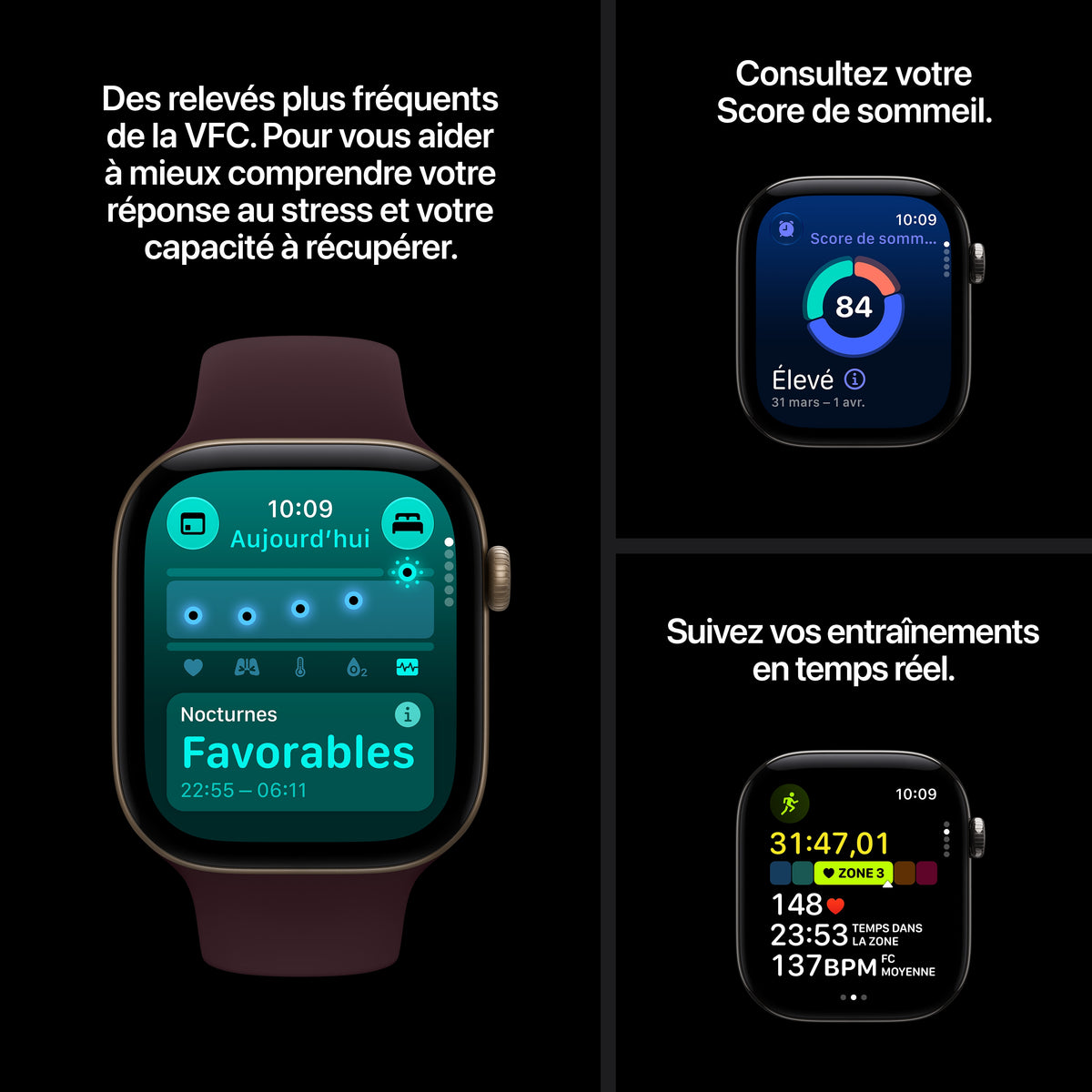 Apple Watch Series 12 GPS, Boîtier en aluminium gris sidéral de 46 mm, Bracelet Sport bleu marine - S/M