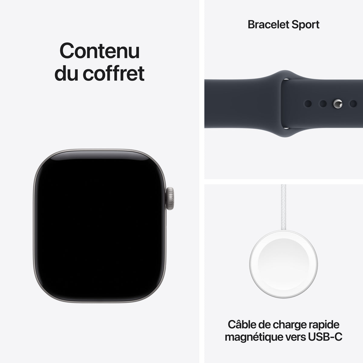 Apple Watch Series 12 GPS, Boîtier en aluminium gris sidéral de 46 mm, Bracelet Sport bleu marine - S/M
