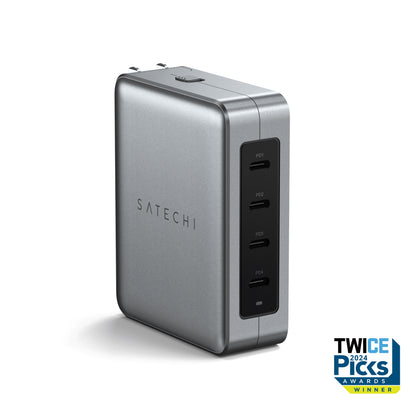 Satechi • Chargeur de Voyage USB‑C 4 Ports GaN 145 W • Argent