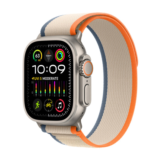 Apple Watch Ultra 2 • Boîtier en Titane • 49 mm • Boucle Trail Orange/Beige S/M