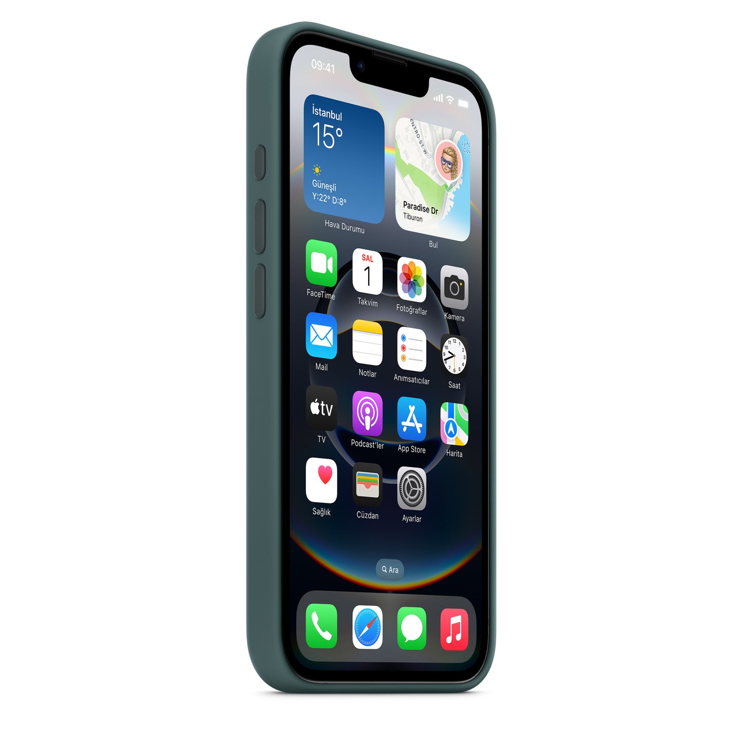 Apple Coque en silicone pour iPhone 16e • Vert Lacustre