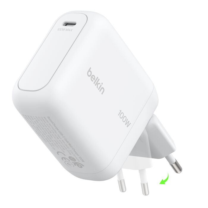 Belkin • BoostCharge Chargeur secteur USB-C GaN 100 W • Blanc